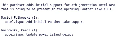 Intel Panther Lake Introduces 5th Gen NPU: Initial Linux Patches Posted