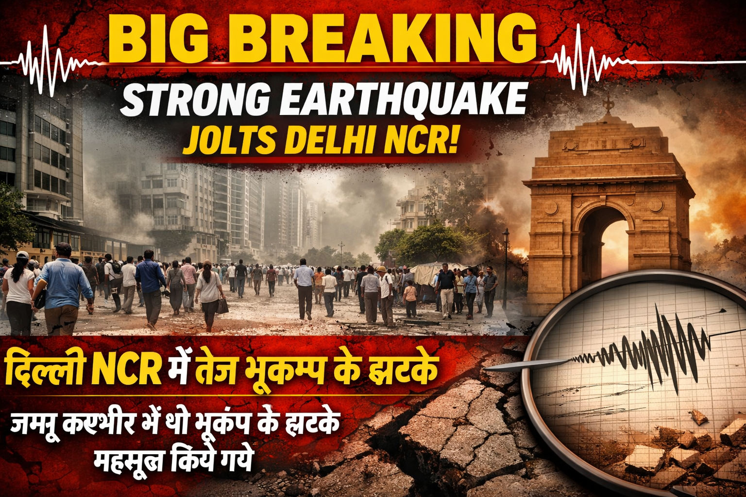 बड़ी खबर: दिल्ली NCR में तेज भूकंप के झटके, जम्मू-कश्मीर में भी महसूस हुआ असर
