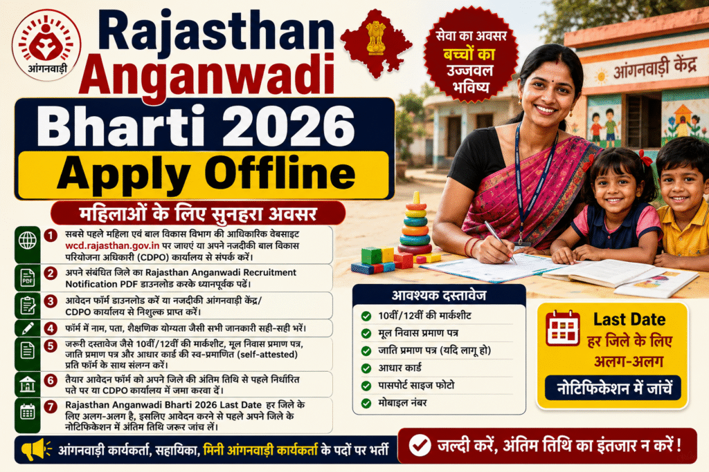 Rajasthan Anganwadi Bharti 2026 Apply Offline
