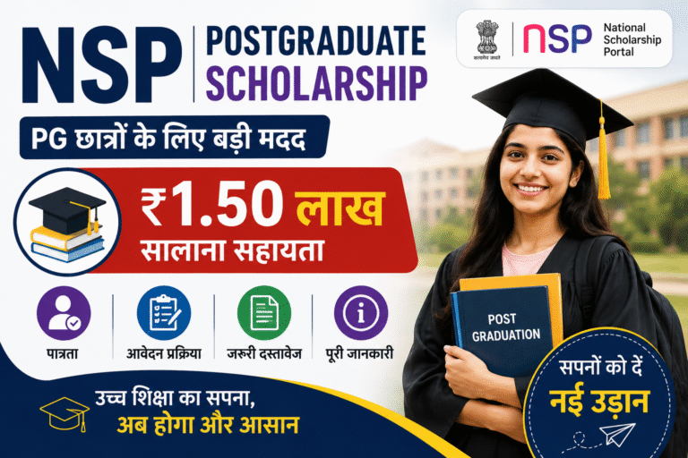 NSP Postgraduate Scholarship 2026 | PG छात्रों को ₹1.50 लाख सालाना